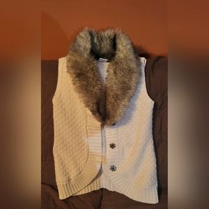 Like, ❤️ Love Girls M (10 - 12) knitted sweater vest with faux fur collar